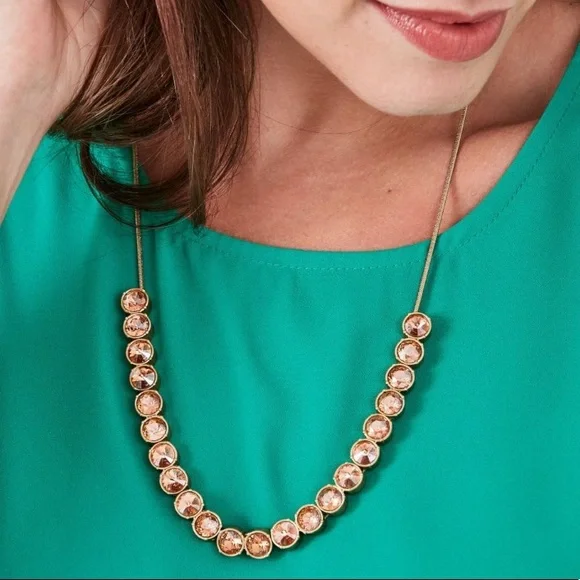 Stella & Dot | Champagne Peach + Vintage Gold Retired Vida Pulley Neckla… - Picture 3 of 8